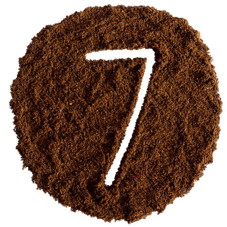 Coffee powder letter isolated on white background with clipping path.の写真素材