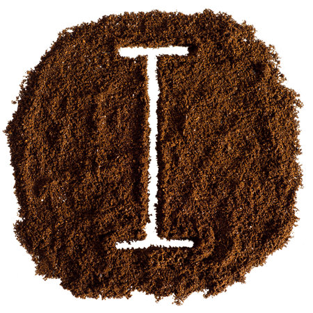 Alphabet made from ground coffee isolated on white background. Letter Iの写真素材