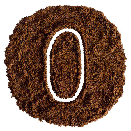 Coffee powder letter isolated on a white background. Letter Oの写真素材