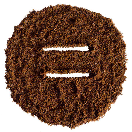 Coffee powder alphabet isolated on white background. Letter E.の写真素材