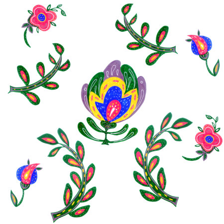 Floral seamless pattern with flowers and leaves. hand drawn vector illustration.のイラスト素材