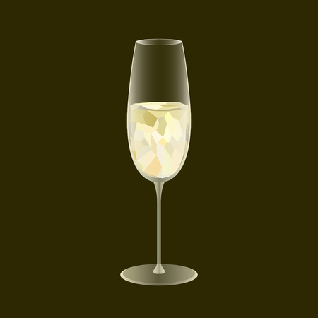 Sparkling wine glass. Low poly and transparency vector design. Alcohol drink symbol. Restaurant or bar promotional banner. Eps10 vector illustration.のイラスト素材