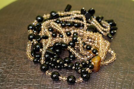 necklace of black stone and crystalsの写真素材