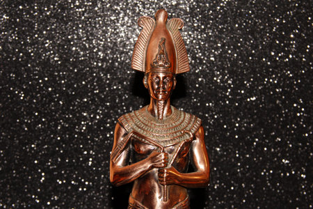 Bronze statuette of the Egyptian Tutankhamun. Figure of the Pharaoh.の写真素材