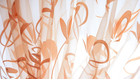 pale orange curtains with flowers
