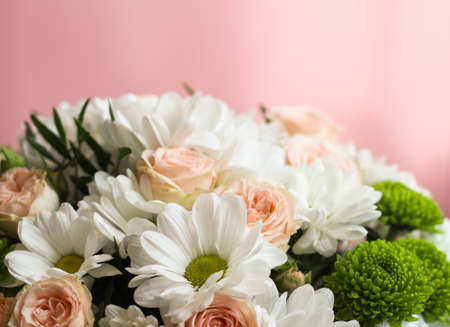 A bouquet of white flowers on a delicate background.の写真素材