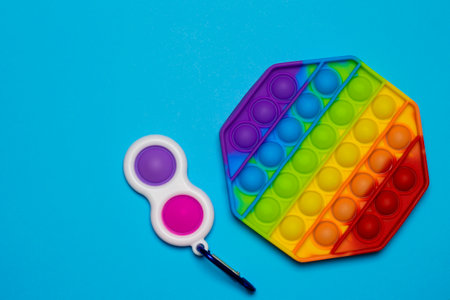 Antistress silicone toy on a colored background.の写真素材