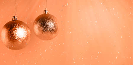 Christmas balls on a warm bright background.の写真素材