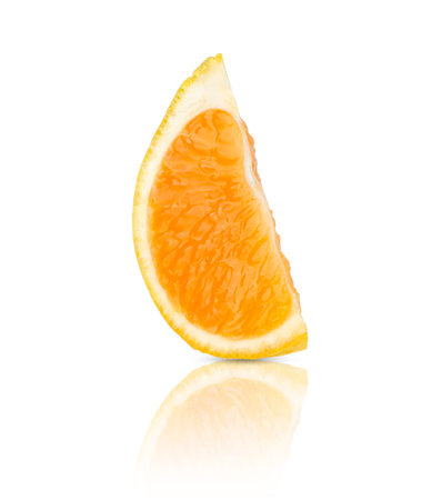 Tangerine slice isolated on white background. Citrus fruit.
