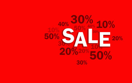 Red background with the inscription SALE and percentages.の写真素材