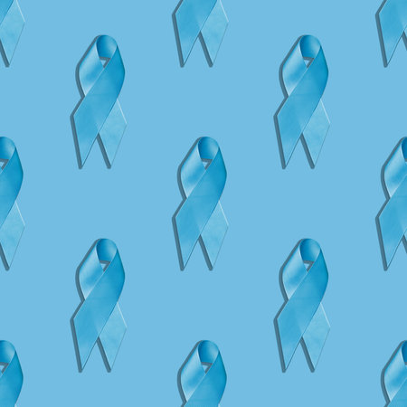 Seamless pattern with blue ribbon, prostatitis symbol.の写真素材
