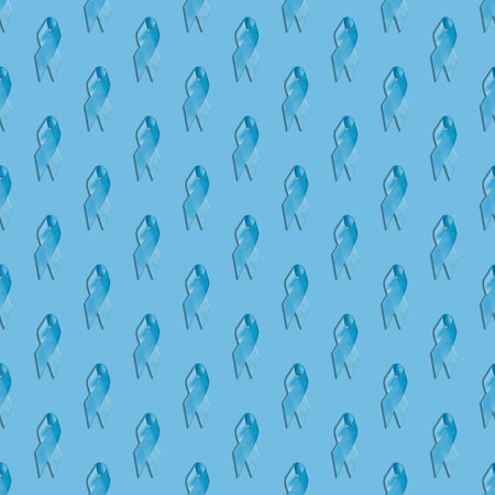 Seamless pattern with blue ribbon, prostatitis symbol.