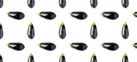 Seamless pattern with eggplant on a white background.の写真素材