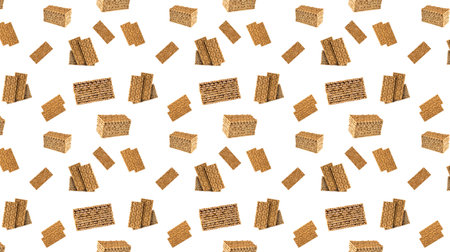 Seamless pattern with crispbread on a white background.