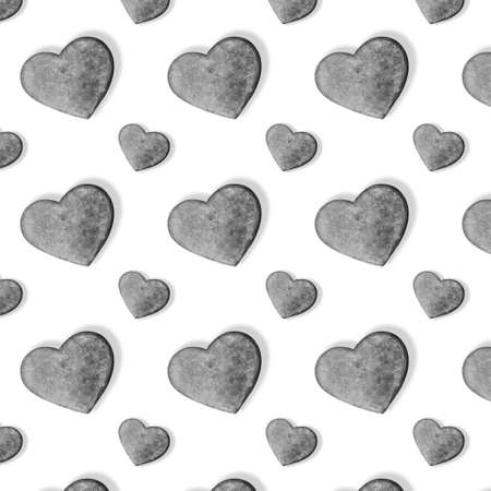 Seamless pattern with stone hearts on white.の写真素材