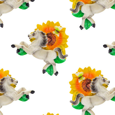 Seamless pattern with a horse on a white background.の写真素材