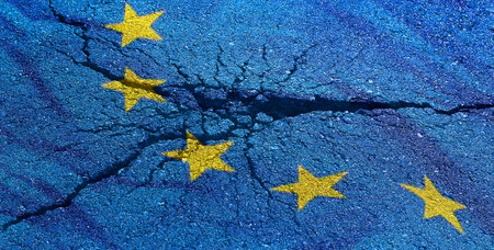 EU flag on a broken background. concept.の写真素材