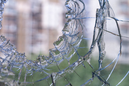 broken window. war. Destruction of housing.