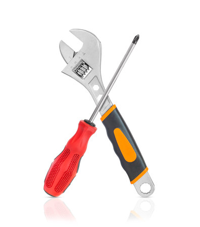 repair service icon. Screwdriver and wrench on a white background.の写真素材
