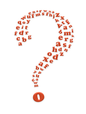 Question mark from the English alphabet on white.の写真素材