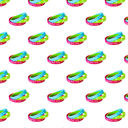 Peace sign bracelets. Seamless pattern on white.の写真素材