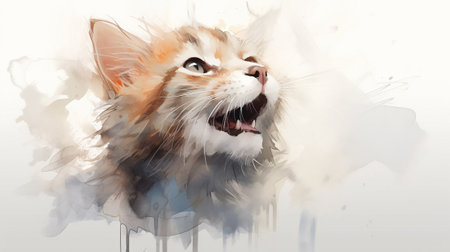 Portrait of a screaming kitten.の素材