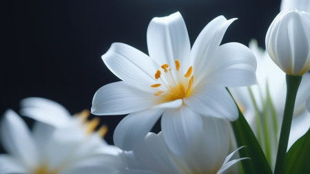 Bouquet of white lilies with copy space.の素材