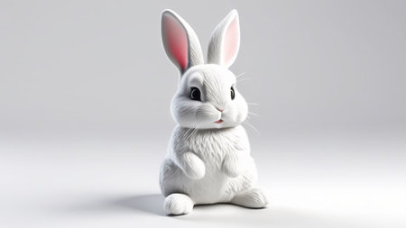 Toy rabbit on a gray background.の素材