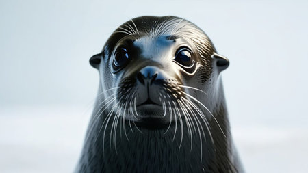 Fur seal on a white background.の素材