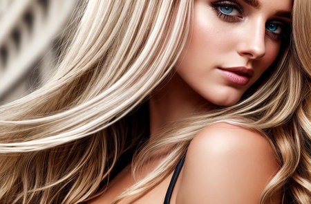 White curls of hair. Blonde.の素材