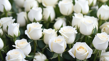 Background of white rose buds.の素材
