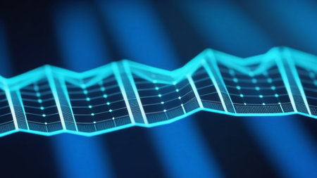 Abstract blue background with geometric patterns.の素材