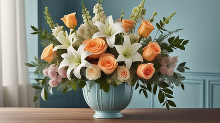 A bouquet of flowers on the table.の素材