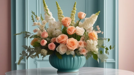 A bouquet of flowers on the table.の素材