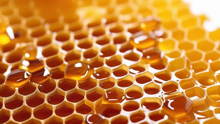 Honeycomb macro photography. Honey. Close-up.の素材
