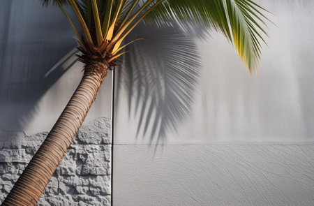 Palm tree on a gray background.の素材