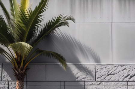 Palm tree on a gray background.の素材