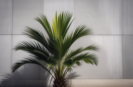 Palm tree on a gray background.の素材