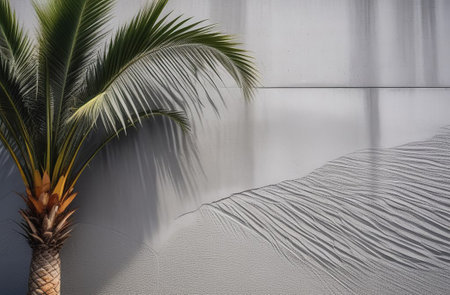 Palm tree on a gray background.の素材