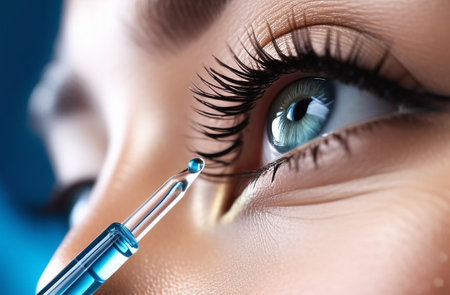 Blue eye with eye medicine.の素材