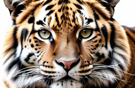 Portrait of a tiger on a white background.の素材