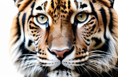Portrait of a tiger on a white background.の素材