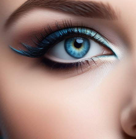 Blue eye with bright makeup.の素材