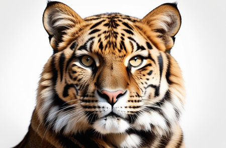 Portrait of a tiger on a white background.の素材