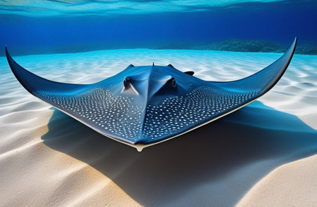 Stingray on the ocean floor.の素材