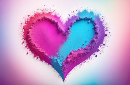 Heart made of colored powder. Valentine's card.の素材