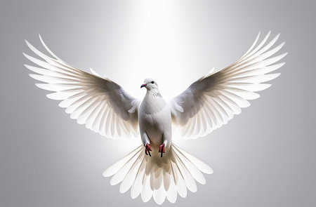 The white dove of peace opened its wings.の素材