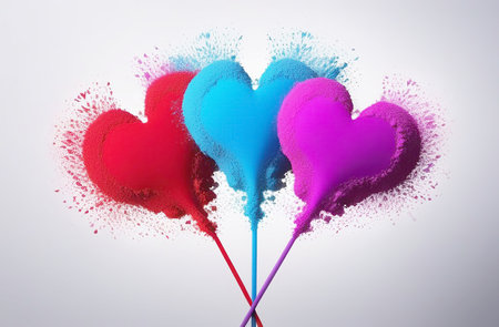Heart made of colored powder. Valentine's card.の素材