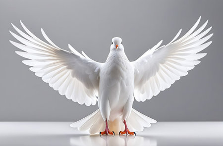 The white dove of peace opened its wings.の素材