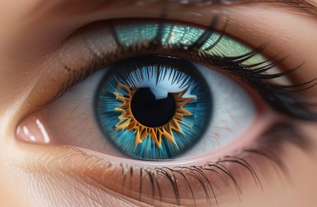 Bright blue eye with makeup.の素材